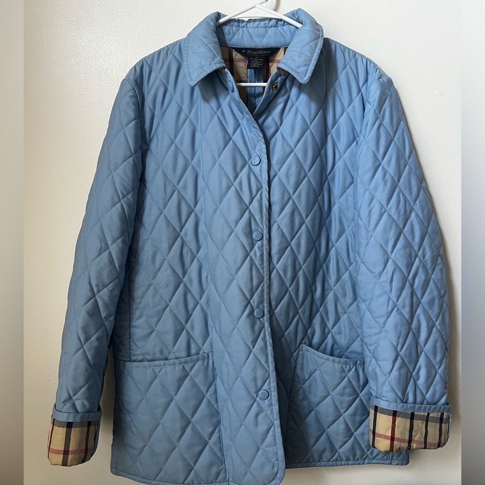 Brooks Brothers Diamond Quilted Periwinkle Sky Blue Jacket